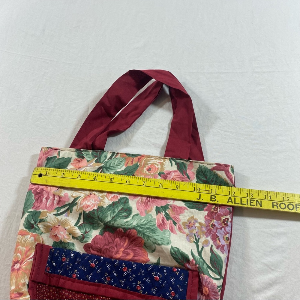 Floral Canvas Tote with Red and Pink Design - Picture 3 of 9